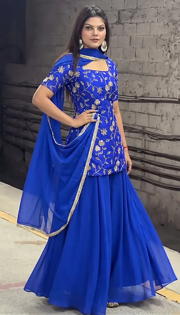 Blue_Georgette_Sequin_Embroidered_Flared_Sharara_Dupatta_Set_For_Women
