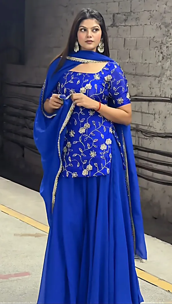 Blue_Georgette_Sequin_Embroidered_Flared_Sharara_Dupatta_Set_For_Women