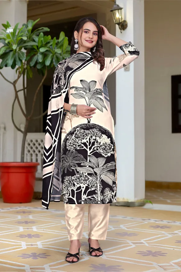 Beige_Crepe_Straight_Fit_Botanical_Print_Kurta_Set_For_Women