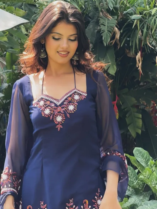 Navy_Blue_Georgette_Bell_Sleeve_Embroidered_Ethnic_Top_Pant_Set_For_Women