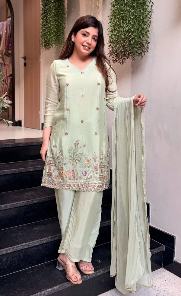 Pista_Green_Crepe_Straight_Embroidered_Kurta_Set_For_Women