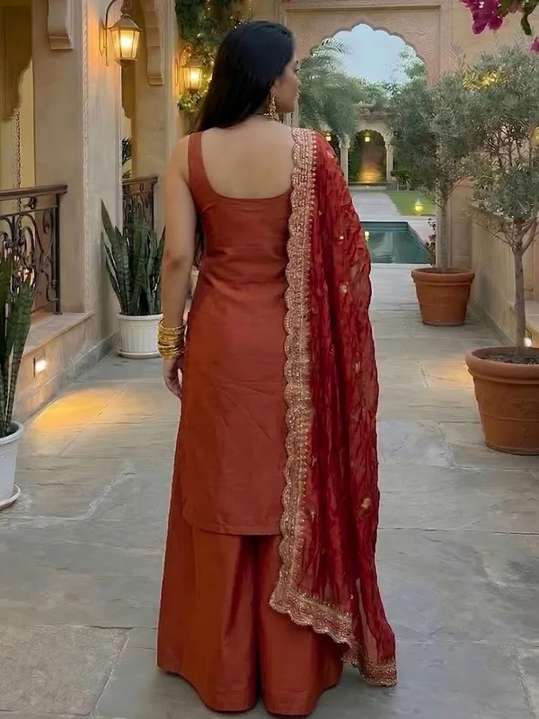 Orange_Chiffon_Anarkali_Sequin_Embroidered_Palazzo_Kurta_Set_For_Women