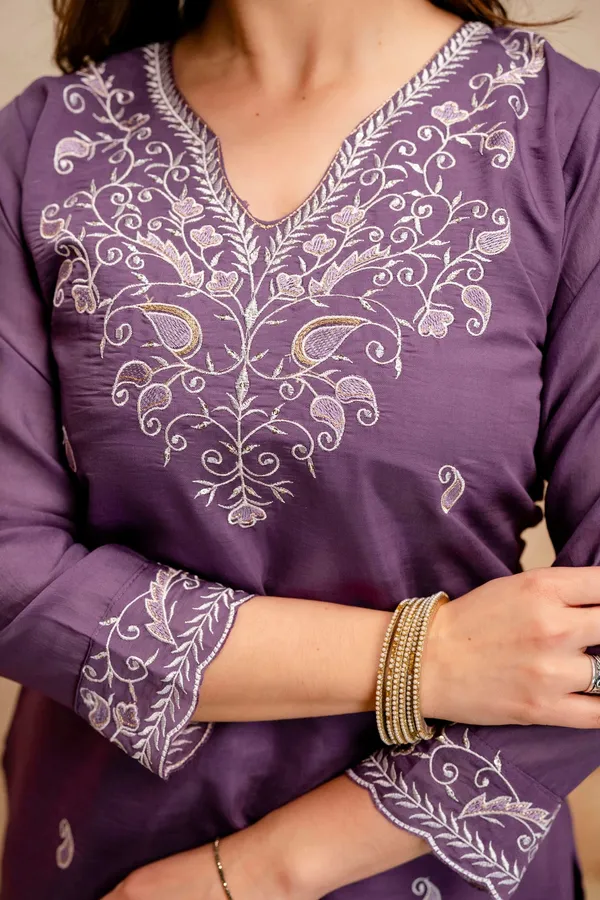 Purple_Chanderi_Embroidered_Kurta_Pant_Dupatta_Set_For_Women