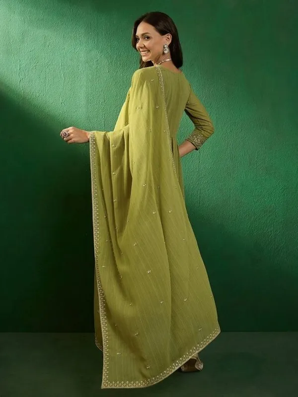 Green_Georgette_Kaftan_Kurta_Set_For_Women