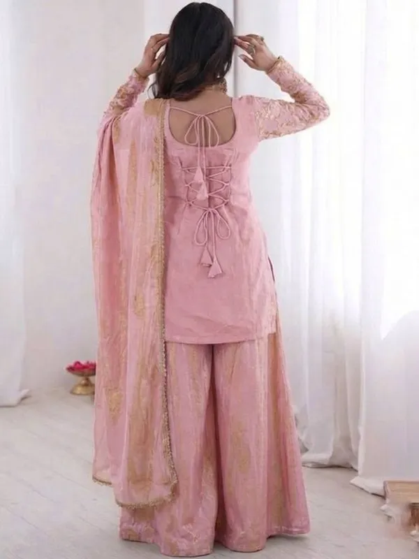 Pink_Satin_Angrakha_Zari_Embroidered_Kurta_Sharara_Set_For_Women