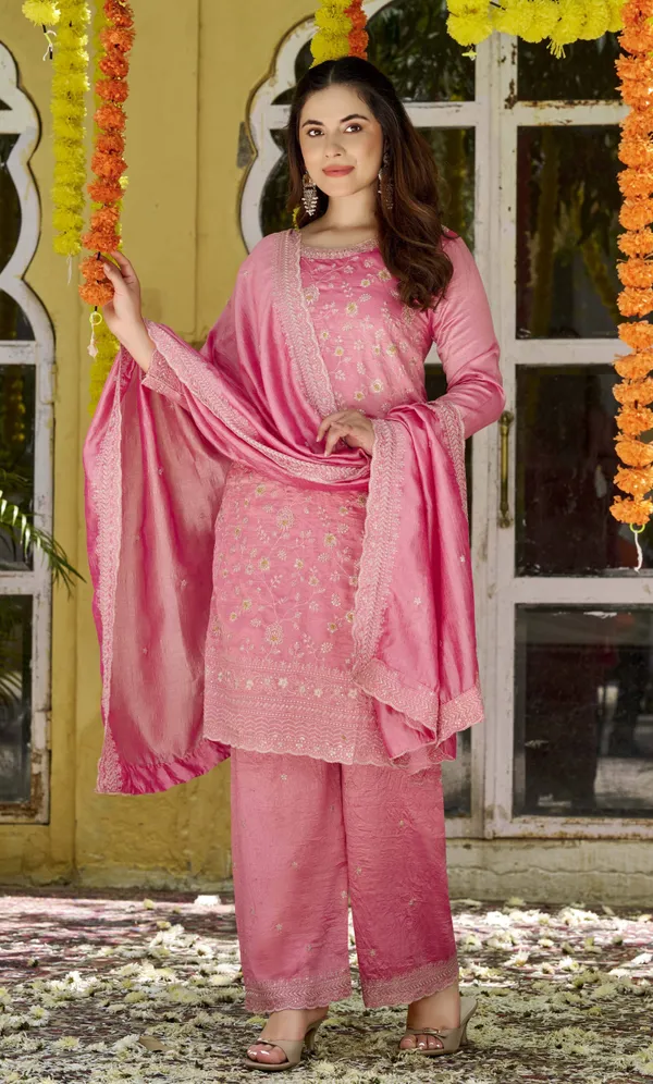 Pink_Art_Silk_Floral_Embroidered_Kurta_Palazzo_Dupatta_Set_For_Women