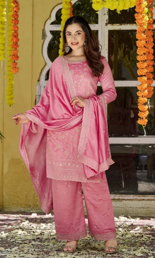 Pink_Art_Silk_Floral_Embroidered_Kurta_Palazzo_Dupatta_Set_For_Women