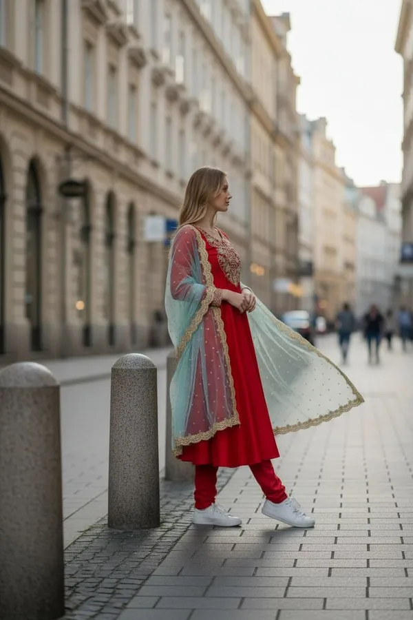 Red_Cotton_Blend_Straight_Paisley_Printed_Kurta_Palazzo_Set_For_Women