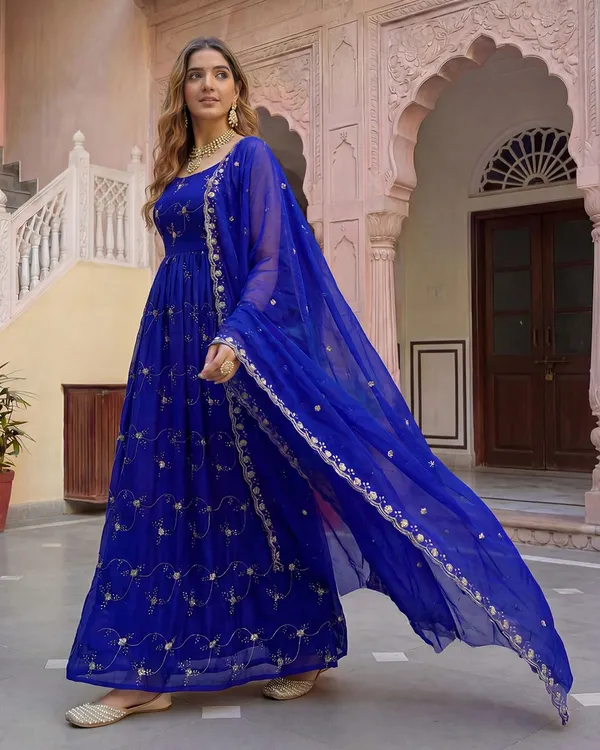 Blue_Organza_Sequin_Embroidered_Anarkali_Kurta_Set_For_Women