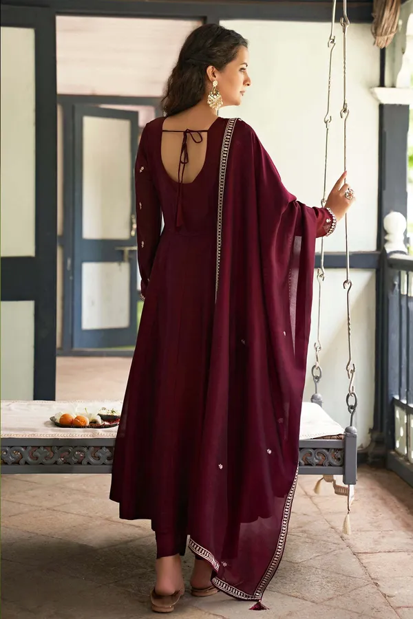 Wine_Art_Silk_Anarkali_Sequin_Embroidered_Kurta_Churidar_Set_For_Women