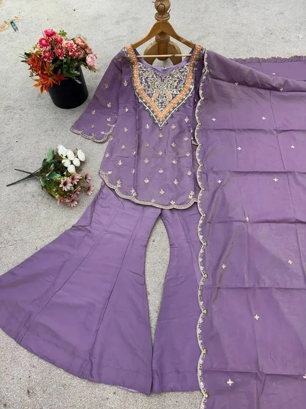 Purple_Art_Silk_Sequin_Embroidered_Kurti_Sharara_Set_For_Women