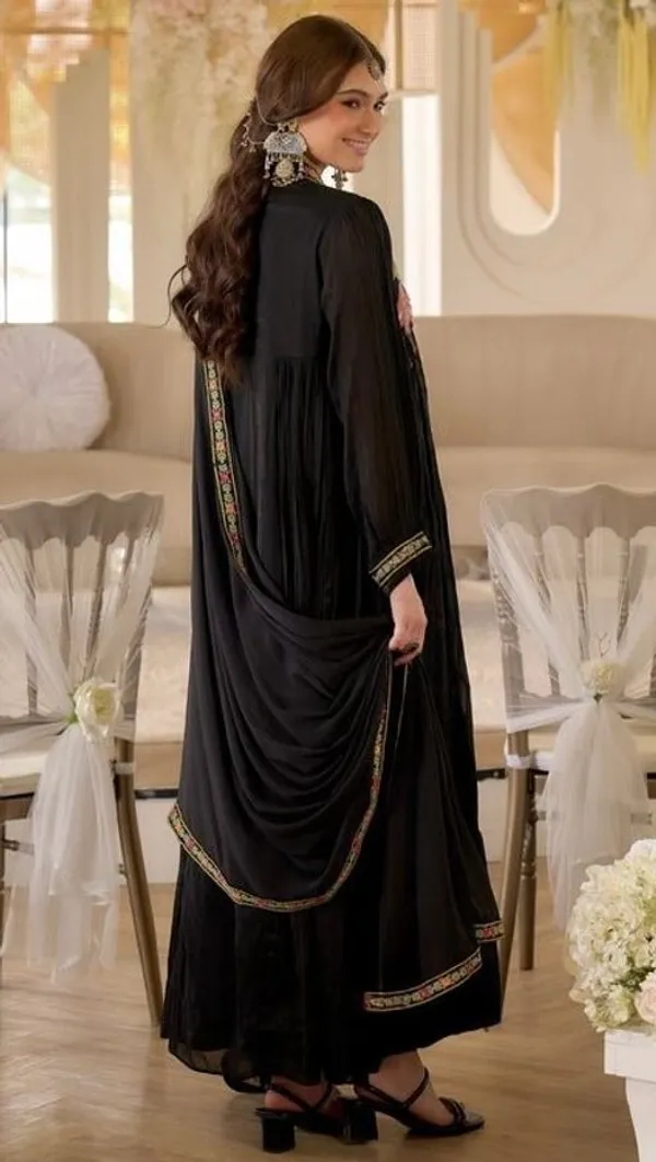 Black_Georgette_Anarkali_Thread_Work_Kurta_Set_For_Women