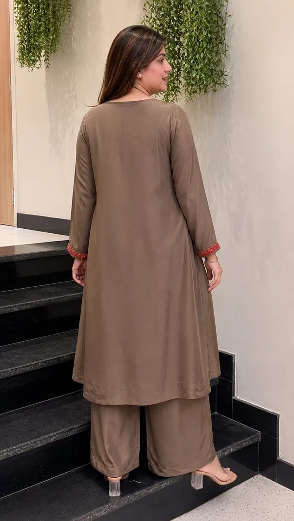 Brown_Crepe_A-Line_Mirror_Work_Kurta_Palazzo_Set_For_Women