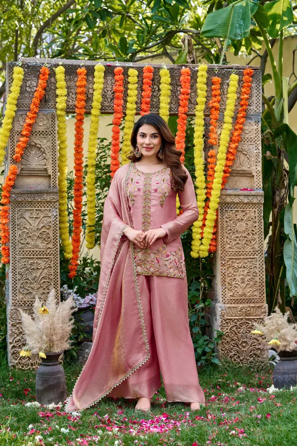 Orange_Satin_Sequin_Embroidered_Kurti_Sharara_Set_For_Women