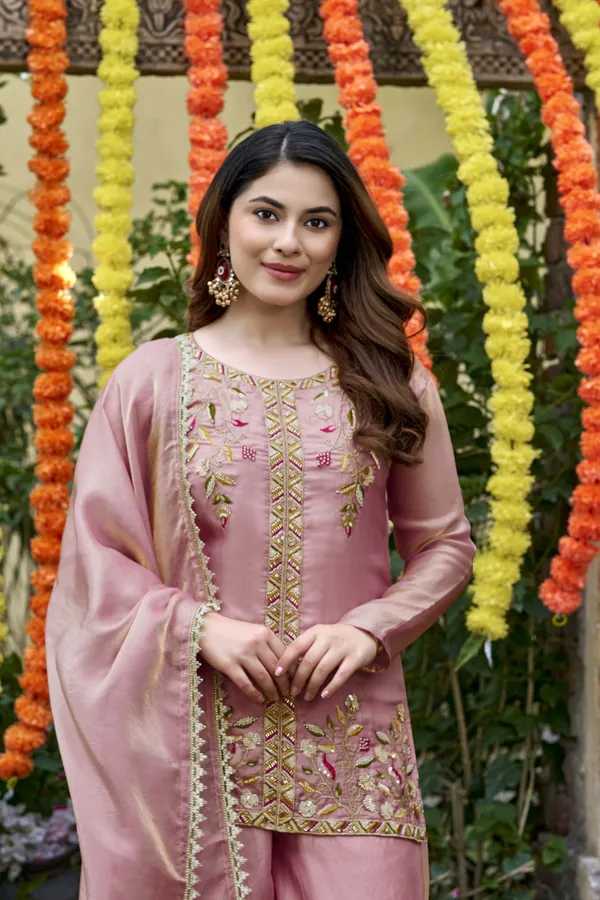 Orange_Satin_Sequin_Embroidered_Kurti_Sharara_Set_For_Women