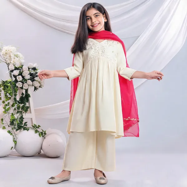 White_Rayon_Embroidered_Kurta_Pyjama_Dupatta_Set_For_Girls