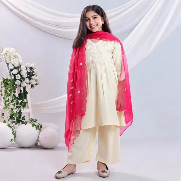 White_Rayon_Embroidered_Kurta_Pyjama_Dupatta_Set_For_Girls