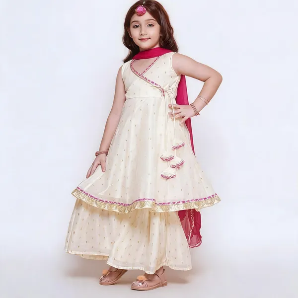White_Chanderi_Silk_Embroidered_Kurta_Palazzo_Set_For_Girls