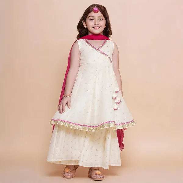 White_Chanderi_Silk_Embroidered_Kurta_Palazzo_Set_For_Girls