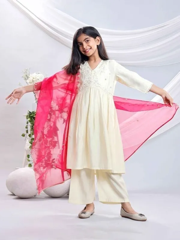 White_Rayon_Embroidered_Kurta_Pyjama_Dupatta_Set_For_Girls