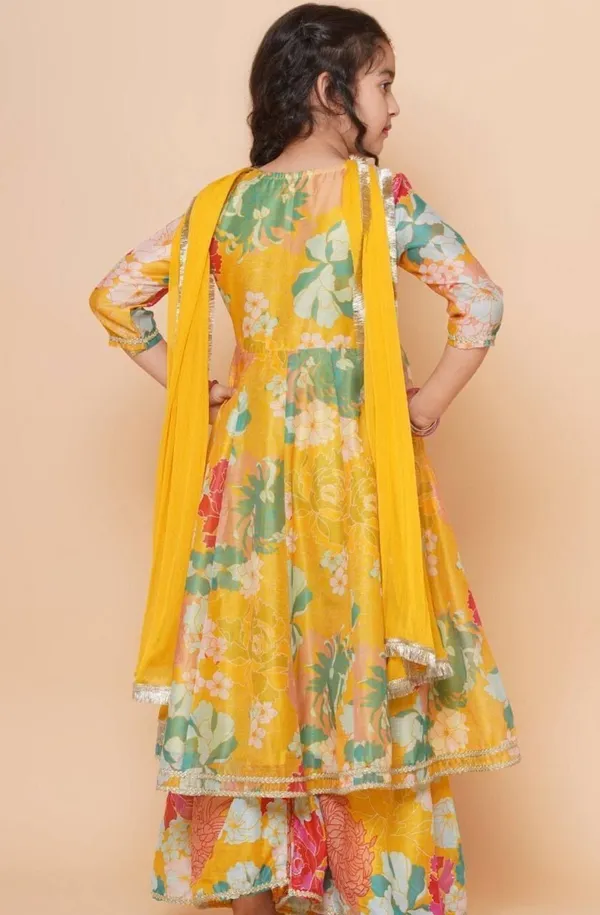 Yellow_Chanderi_Floral_Print_Kurta_Sharara_Set_For_Girls