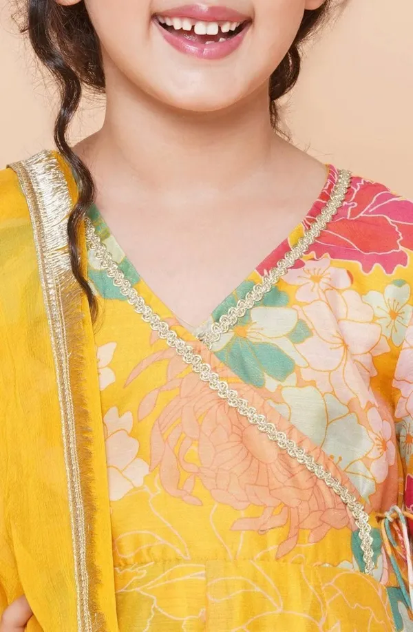Yellow_Chanderi_Floral_Print_Kurta_Sharara_Set_For_Girls