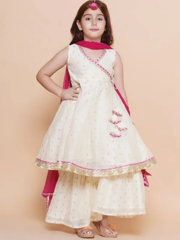 White_Chanderi_Silk_Embroidered_Kurta_Palazzo_Set_For_Girls