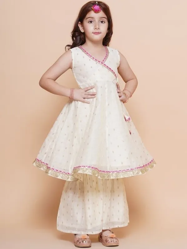 White_Chanderi_Silk_Embroidered_Kurta_Palazzo_Set_For_Girls