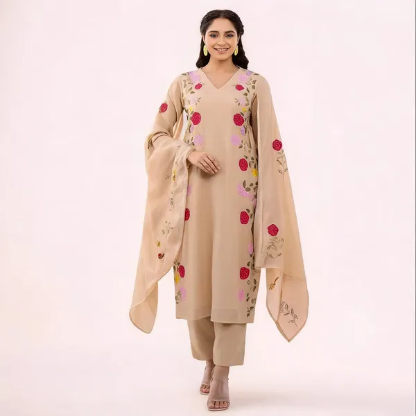 Beige_Cotton_Straight_Floral_Embroidered_Kurta_Set_For_Women