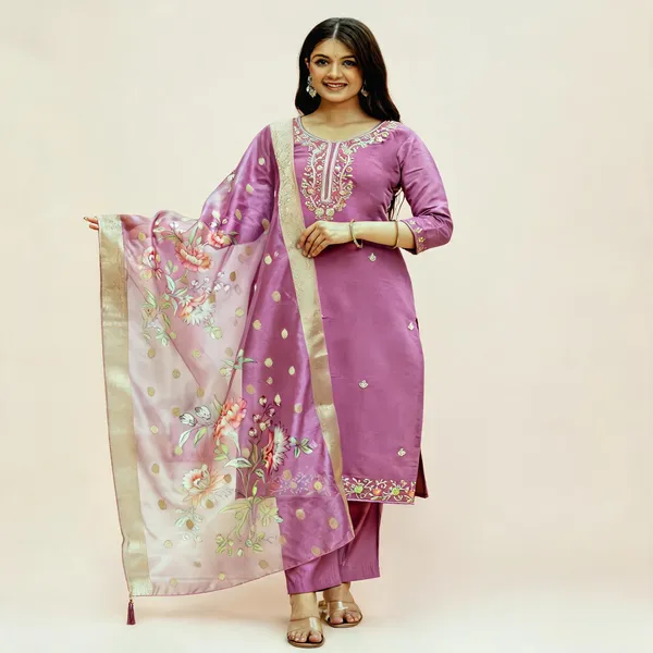Purple_Viscose_Chanderi_Silk_Straight_Embroidered_Kurta_Set_For_Women