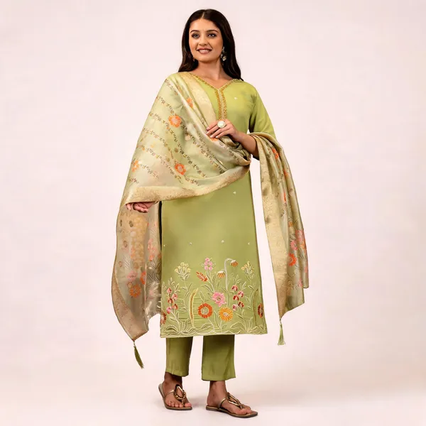 Green_Viscose_Straight_Floral_Embroidered_Kurta_Set_For_Women