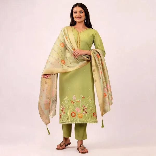 Green_Viscose_Straight_Floral_Embroidered_Kurta_Set_For_Women