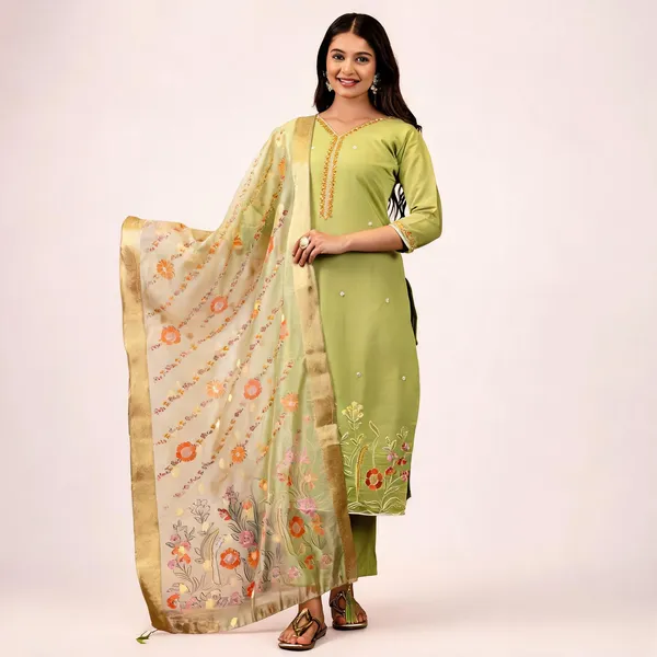 Lemon_Viscose_Straight_Embroidered_Kurta_Set_For_Women