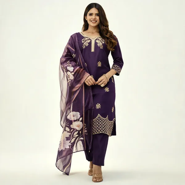 Purple_Cotton_Embroidered_Kurta_With_Pant_&_Dupatta_For_Women