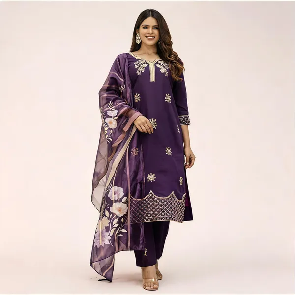 Purple_Cotton_Embroidered_Kurta_With_Pant_&_Dupatta_For_Women