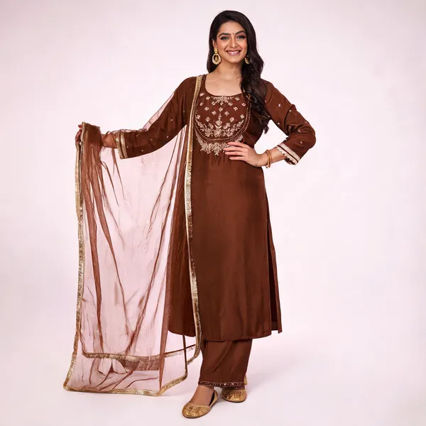 Brown_Art_Silk_Straight_Embroidered_Kurta_Set_For_Women