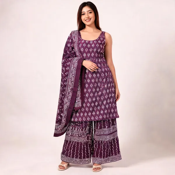 Purple_Rayon_Slub_Straight_Printed_Kurta_Set_For_Women