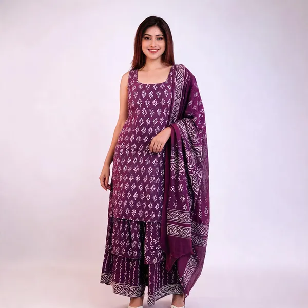 Purple_Rayon_Slub_Straight_Printed_Kurta_Set_For_Women
