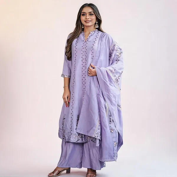 Lavender_Muslin_Cotton_Embroidered_Flared_Kurta_Palazzo_Set_For_Women