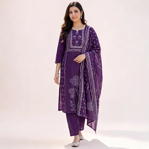 Purple_Art_Silk_Straight_Printed_Kurta_Set_For_Women