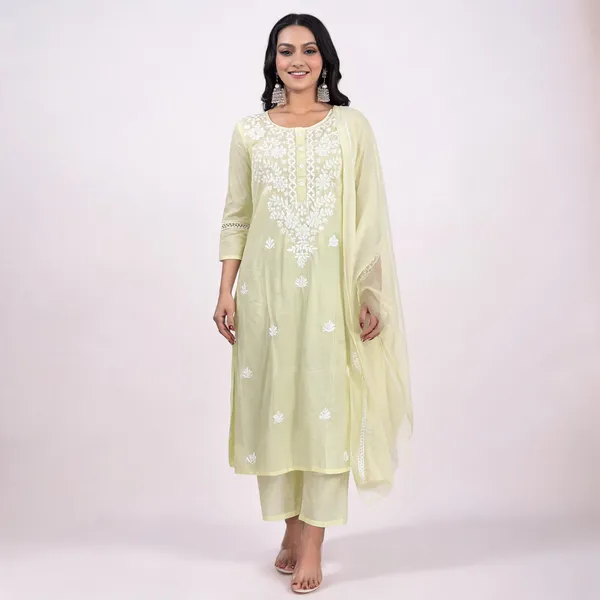 Light_Yellow_Cotton_Embroidered_Kurta_Set_For_Women