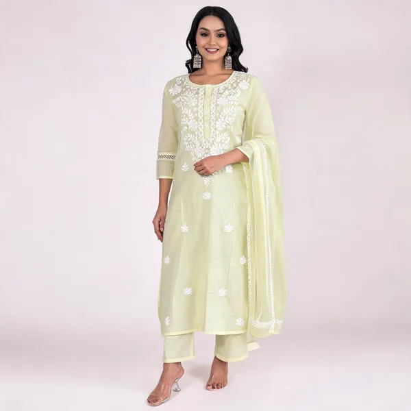 Light_Yellow_Cotton_Embroidered_Kurta_Set_For_Women