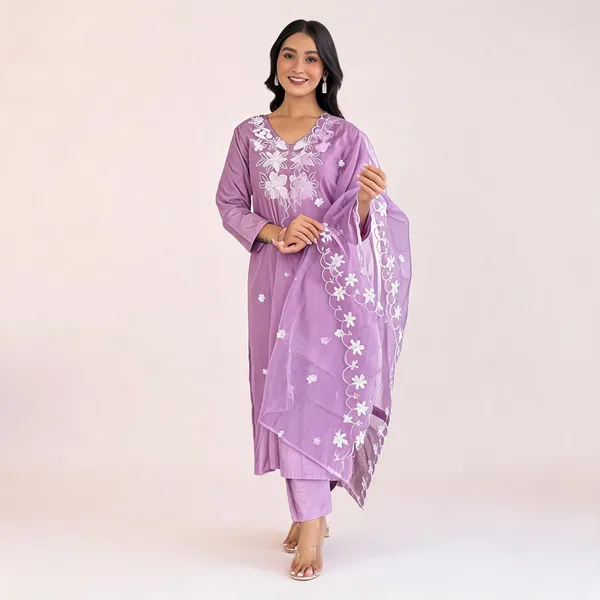 Lavender_Rayon_Straight_Floral_Embroidered_Kurta_Set_For_Women