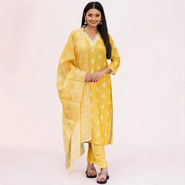 Yellow_Rayon_Embroidered_Kurta_Set_For_Women