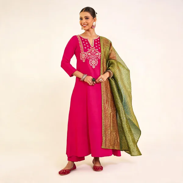 Pink_Silk_Blend_Embroidered_Kurta_Pant_Dupatta_Set_For_Women