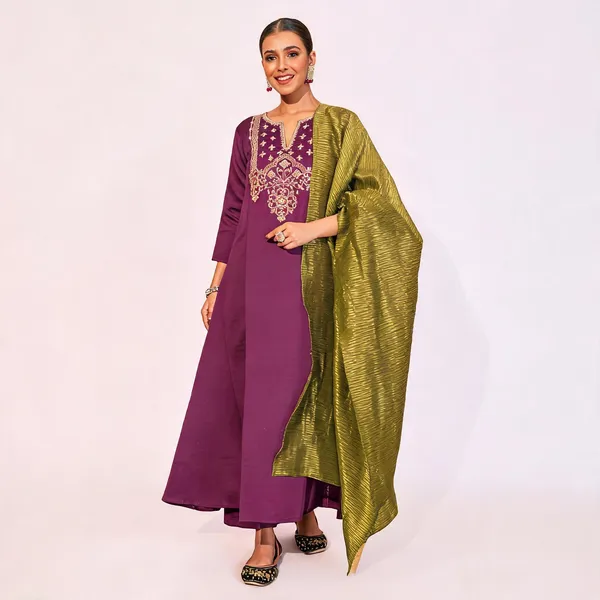 Purple_Silk_Blend_Straight_Embroidered_Kurta_Set_For_Women