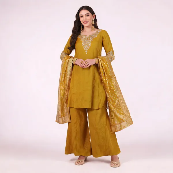 Gold_Silk_Blend_Straight_Embroidered_Kurta_Palazzo_Set_For_Women