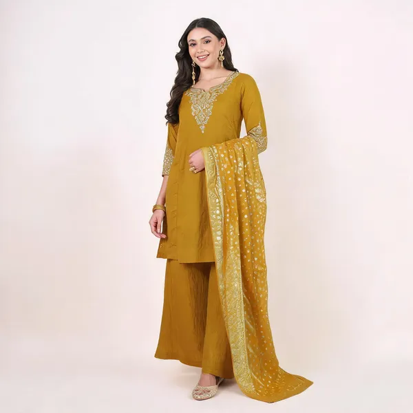 Gold_Silk_Blend_Straight_Embroidered_Kurta_Palazzo_Set_For_Women