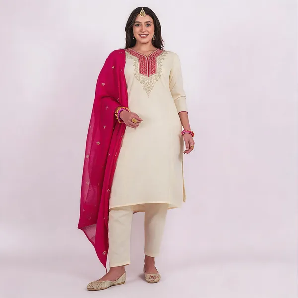 White_Cotton_Blend_Straight_Embroidered_Kurta_Set_For_Women