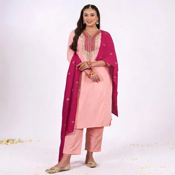 Peach_Cotton_Blend_Embroidered_Straight_Kurta_Pant_Set_For_Women